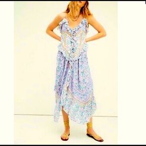 🆕 FP Canyon Moon Free People Handcrafted Bali Asymmetrical Midi Dress Small